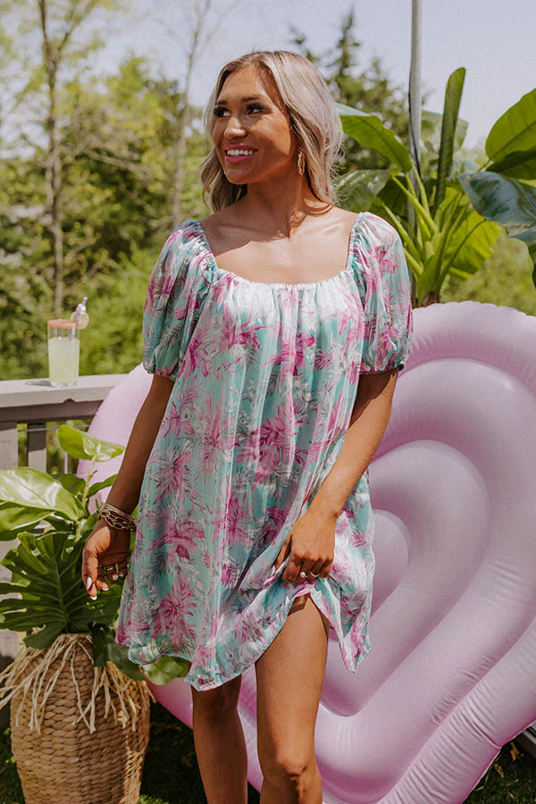 Create Your Dream Life Floral Shift Dress In Aqua - Image 6