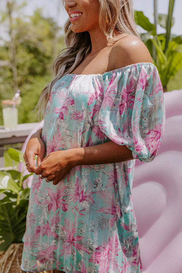 Create Your Dream Life Floral Shift Dress In Aqua - Image 8