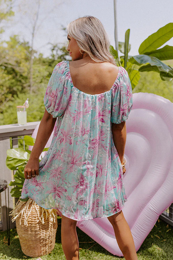 Create Your Dream Life Floral Shift Dress In Aqua - Image 9