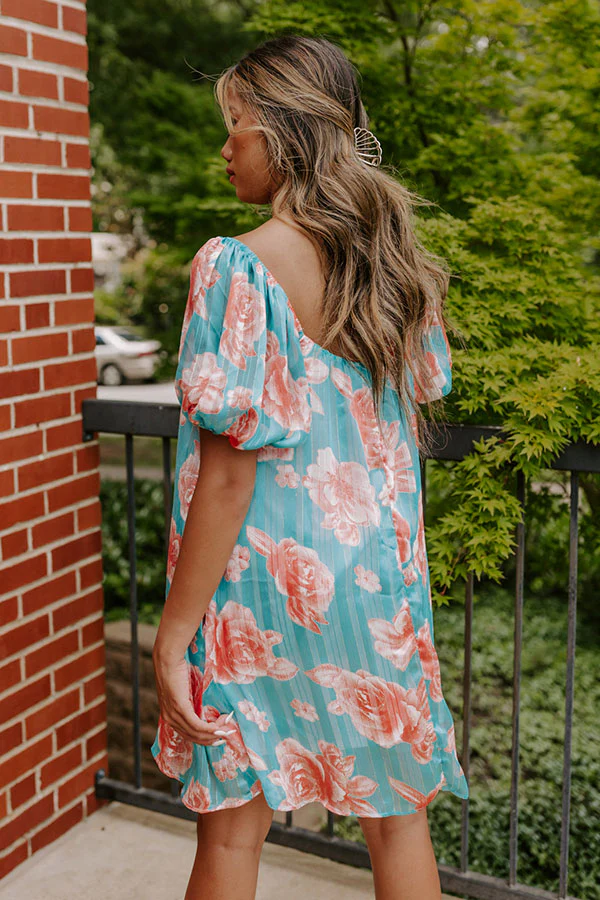 Create Your Dream Life Floral Shift Dress In Turquoise - Image 10