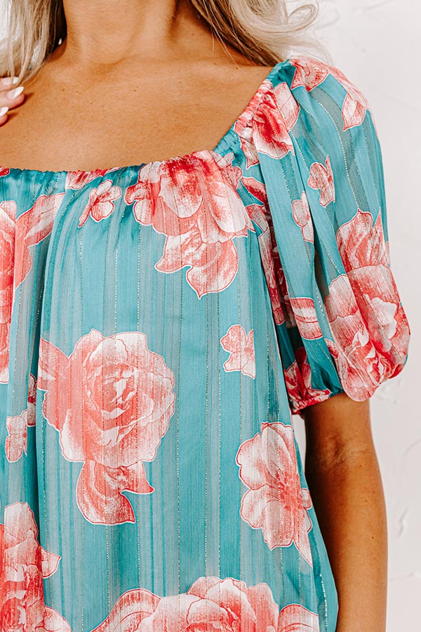 Create Your Dream Life Floral Shift Dress In Turquoise - Image 2
