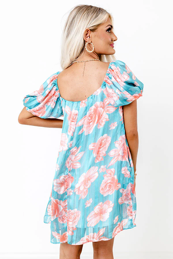 Create Your Dream Life Floral Shift Dress In Turquoise - Image 7