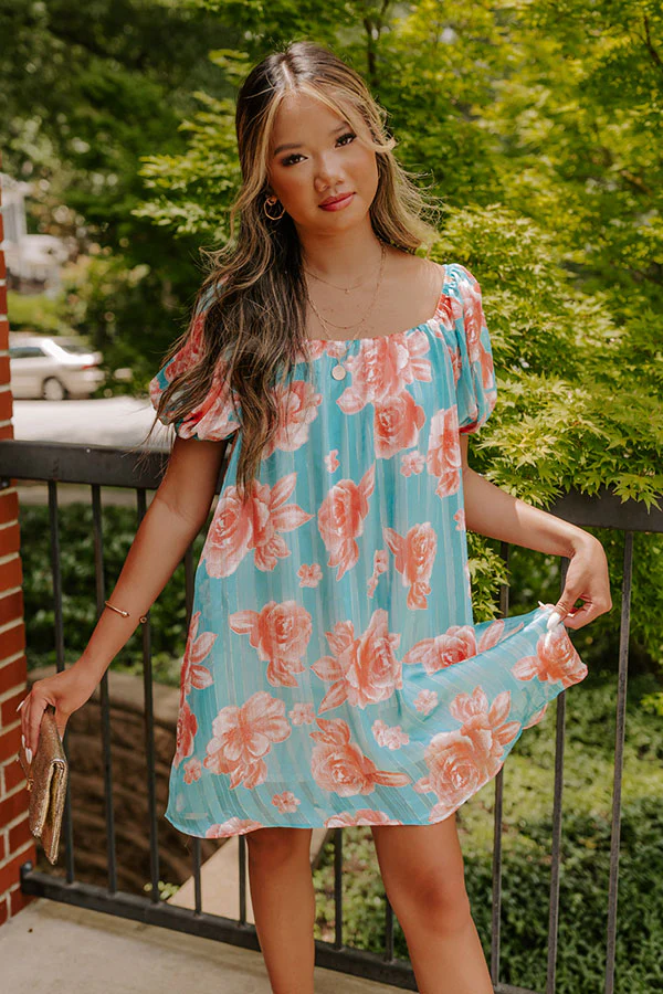 Create Your Dream Life Floral Shift Dress In Turquoise - Image 9