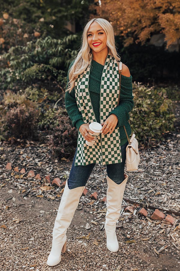Curl Up And Get Cozy Knit Sweater In Hunter Green - Image 5