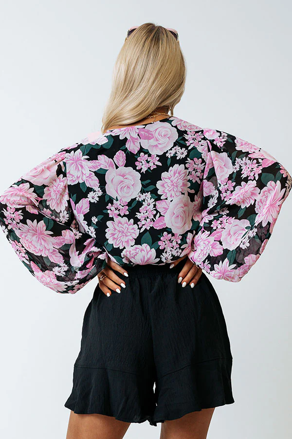Cute Casa Floral Top In Black - Image 4