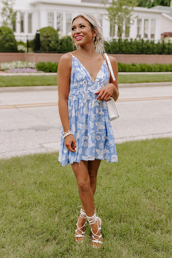 Cutie Pie Floral Babydoll Dress In Sky Blue - Image 2