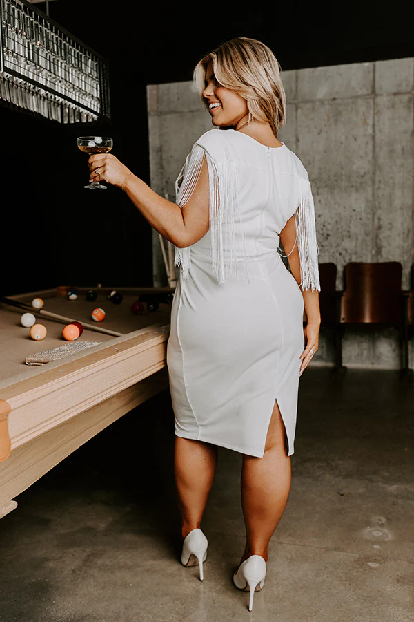 Daily Romance Fringe Dress In White Curves - Image 6