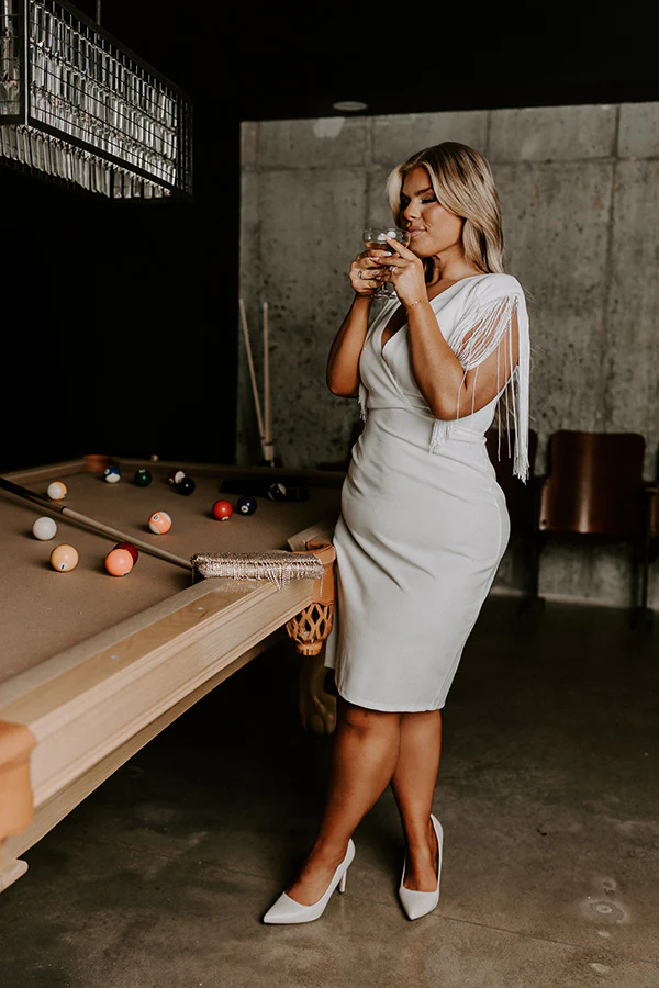 Daily Romance Fringe Dress In White Curves - Image 7