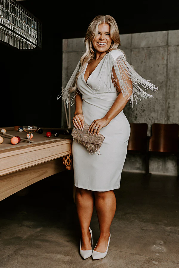 Daily Romance Fringe Dress In White Curves - Image 8