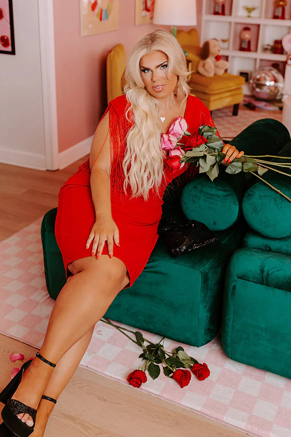 Daily Romance Fringe Dress In Wine Curves - Image 3