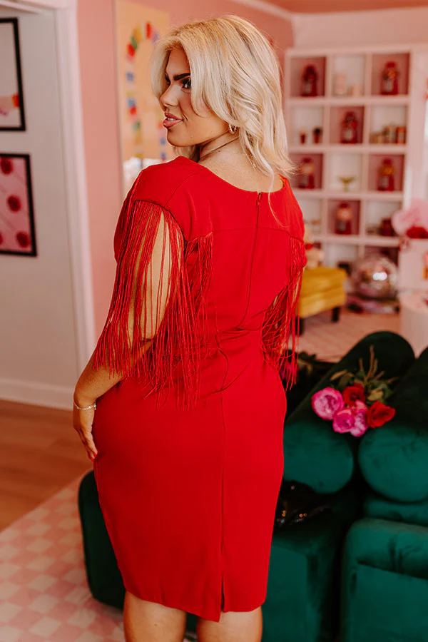 Daily Romance Fringe Dress In Wine Curves - Image 5