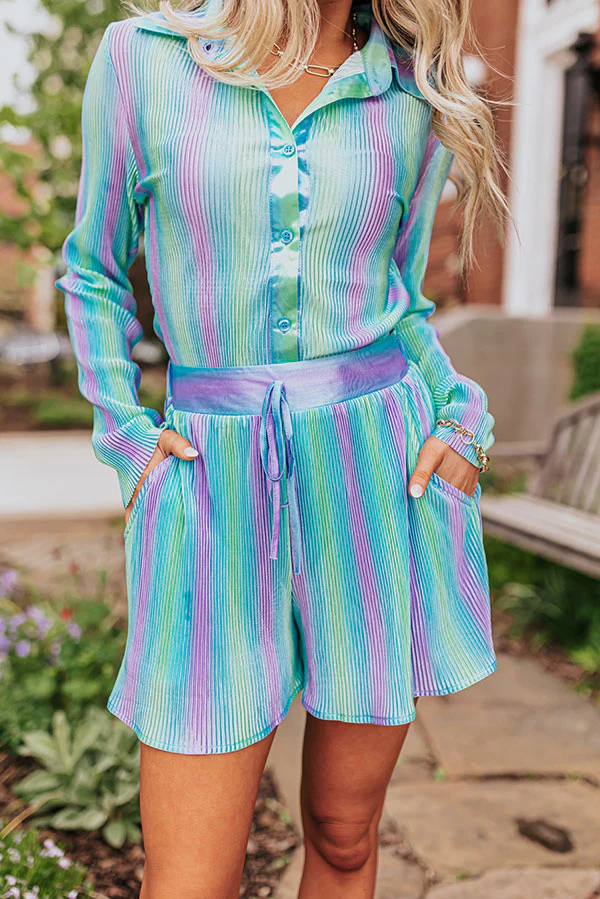 Delightful Dip Pleated Shorts In Sky Blue - Image 5