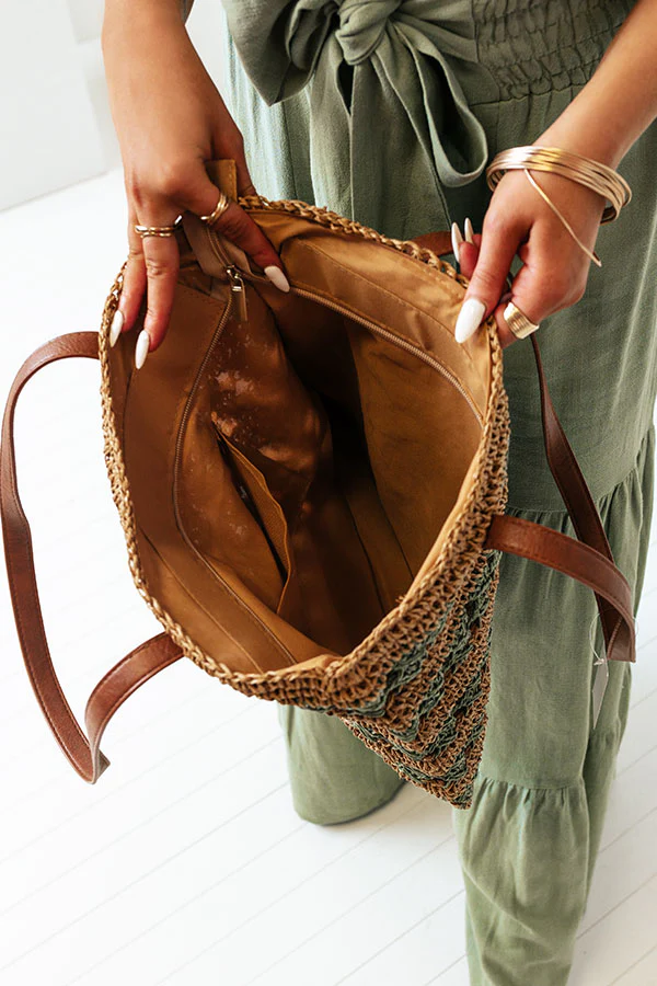 Desert Dreamer Woven Tote In Sage - Image 2