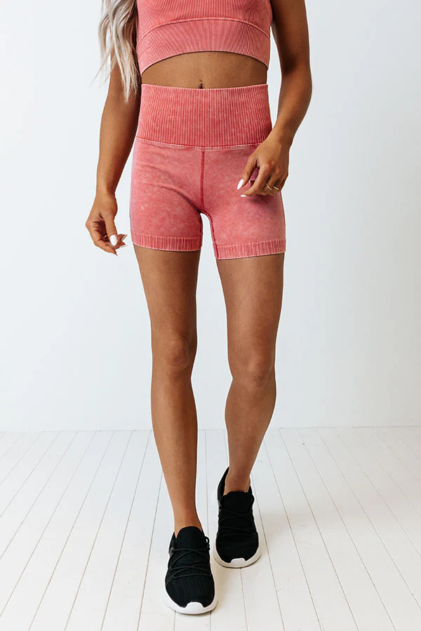 Doing The Most High Waist Biker Shorts in Rose - Image 2