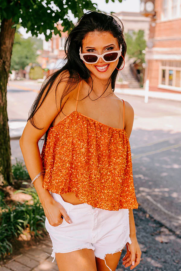 Dream Team Sequin Tank in Orange - Image 4