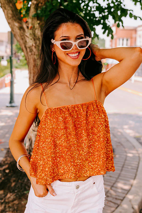 Dream Team Sequin Tank in Orange - Image 7