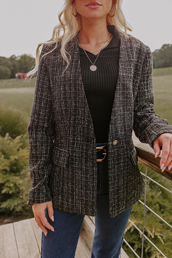 Dreaming Bigger Tweed Blazer In Black - Image 3
