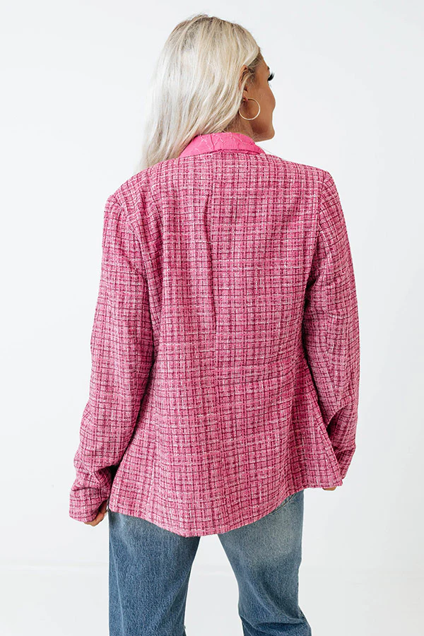 Dreaming Bigger Tweed Blazer In Pink - Image 6