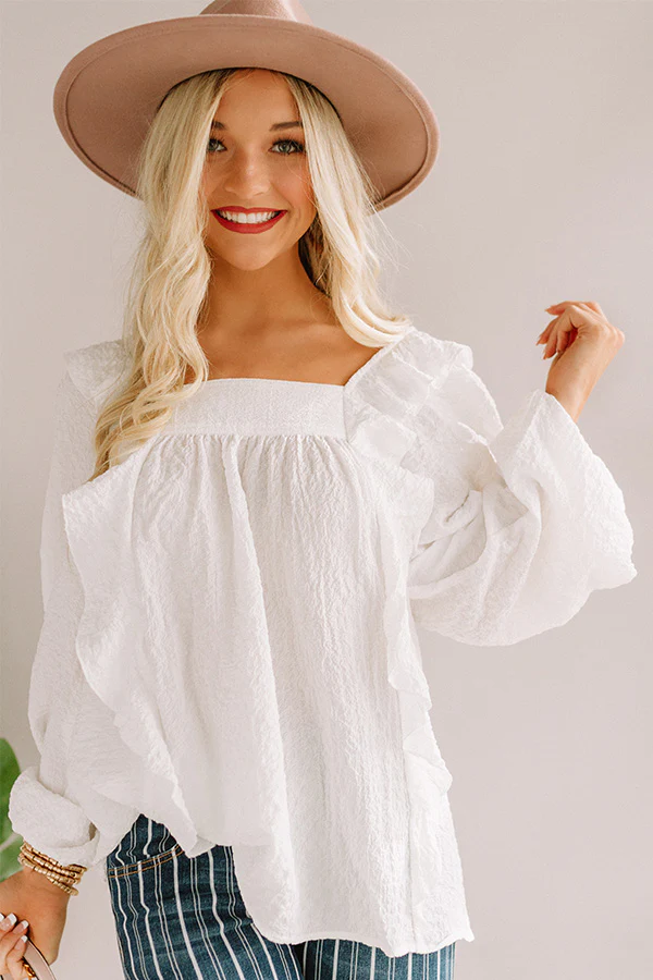 Dreams Of Tomorrow Ruffle Shift Top In White - Image 2