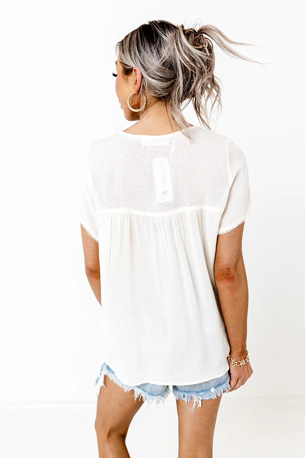 Dreamy Destination Embroidered Shift Top In Red - Image 3