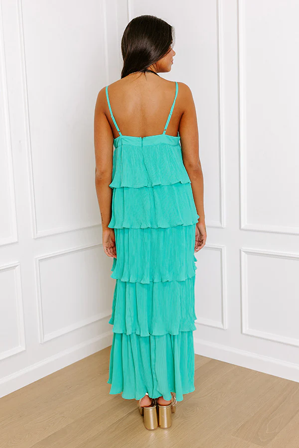 Dreamy Mood Pleated Midi In Turquoise - Image 2