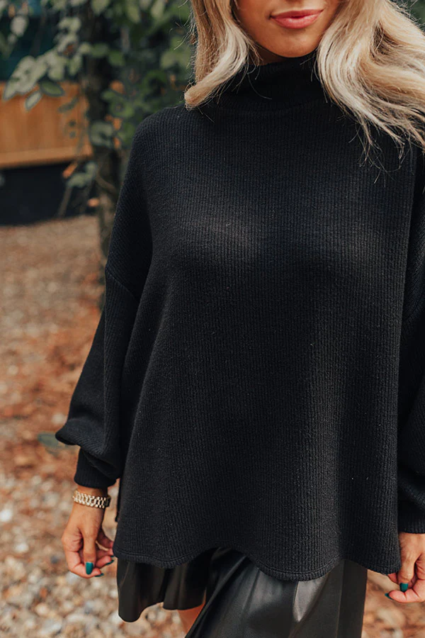Easy To Style Ribbed Sweater Top in Black - Image 3