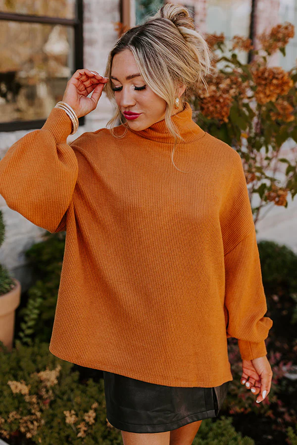 Easy To Style Ribbed Sweater Top in Camel - Image 2