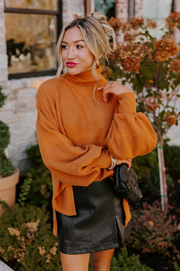 Easy To Style Ribbed Sweater Top in Camel - Image 4