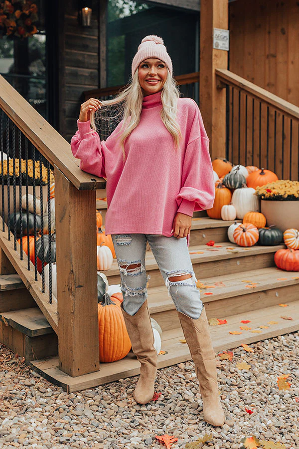 Easy To Style Ribbed Sweater Top in Pink - Image 6