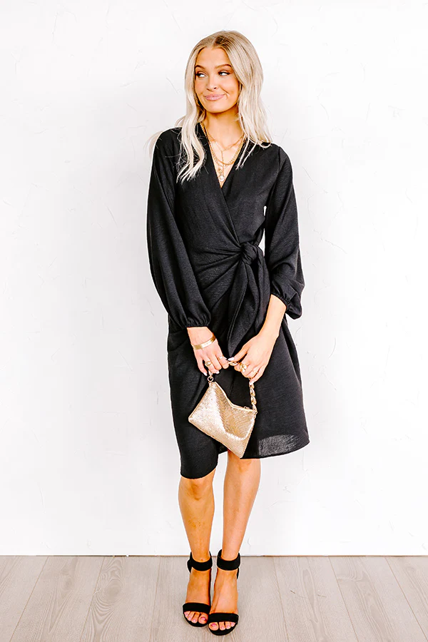 Effortless Nights Wrap Dress In Black - Image 2
