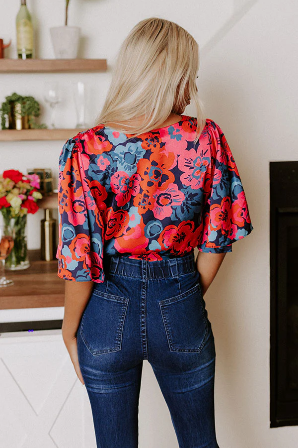Elegant Garden Satin Wrap Top - Image 5
