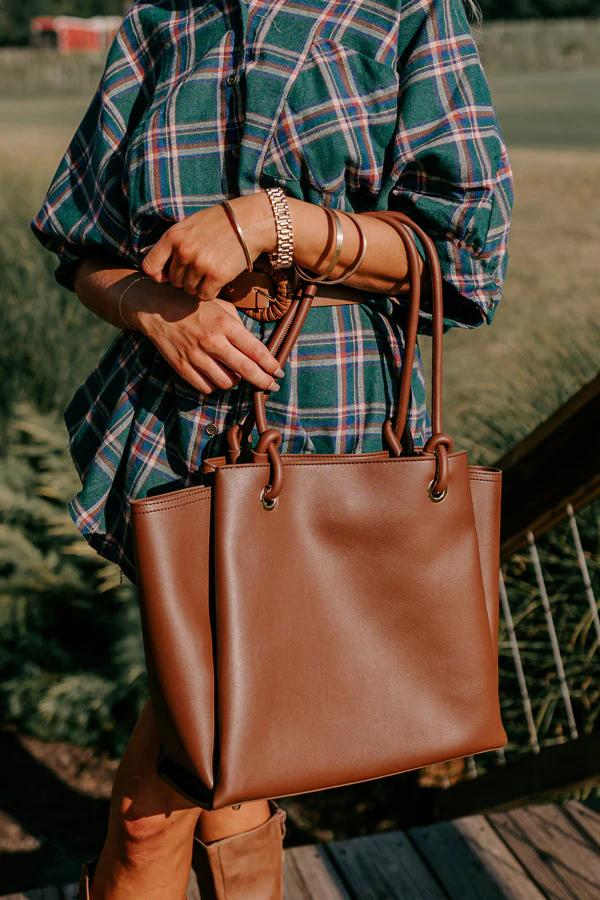 Elodie Lane Faux Leather Tote In Chocolate - Image 2
