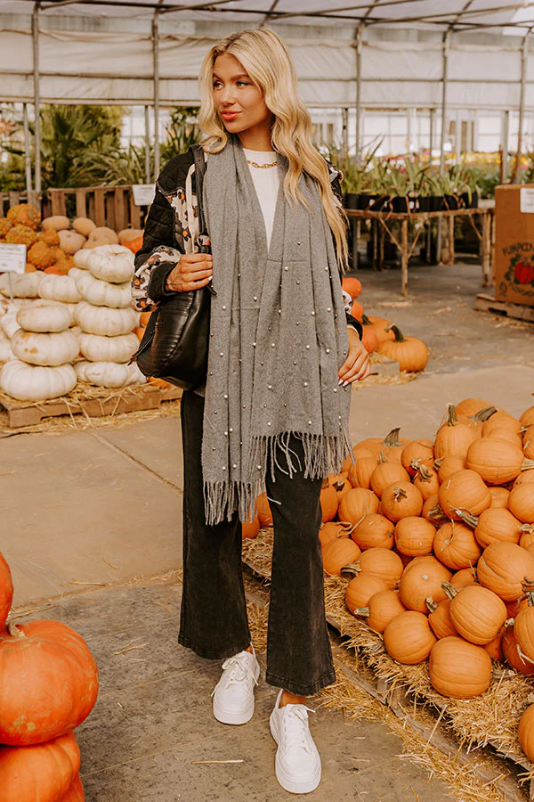 Escape To Comfort Embellished Scarf In Grey - Image 2