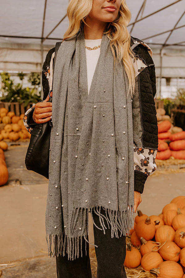Escape To Comfort Embellished Scarf In Grey - Image 3