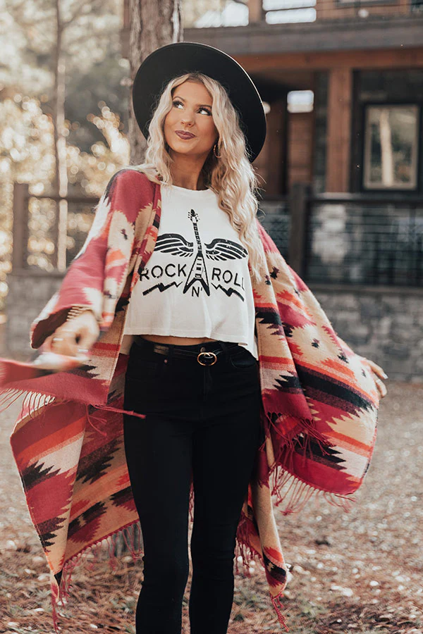 Escape To The Mountains Poncho In Red - Image 3