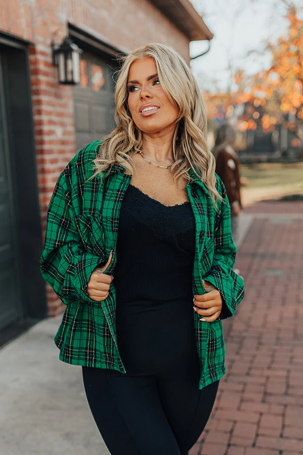 Evergreen State Of Mind Plaid Jacket In Green Curves - Image 3