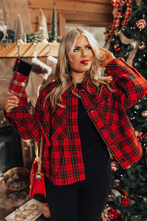 Evergreen State Of Mind Plaid Jacket In Red Curves - Image 2