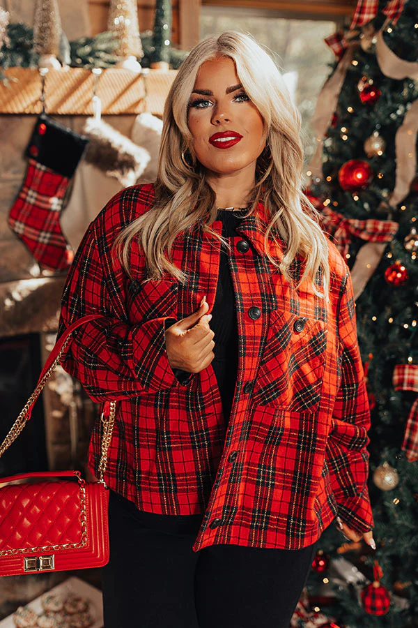 Evergreen State Of Mind Plaid Jacket In Red Curves - Image 4