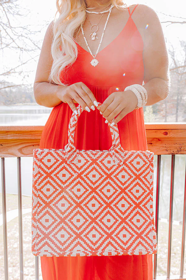 Every Effort Woven Tote In Tangerine - Image 3