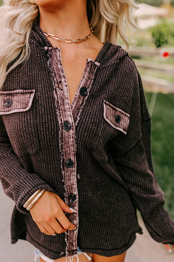 Exceptionally Chic Waffle Knit Light Weight Jacket In Black - Image 3