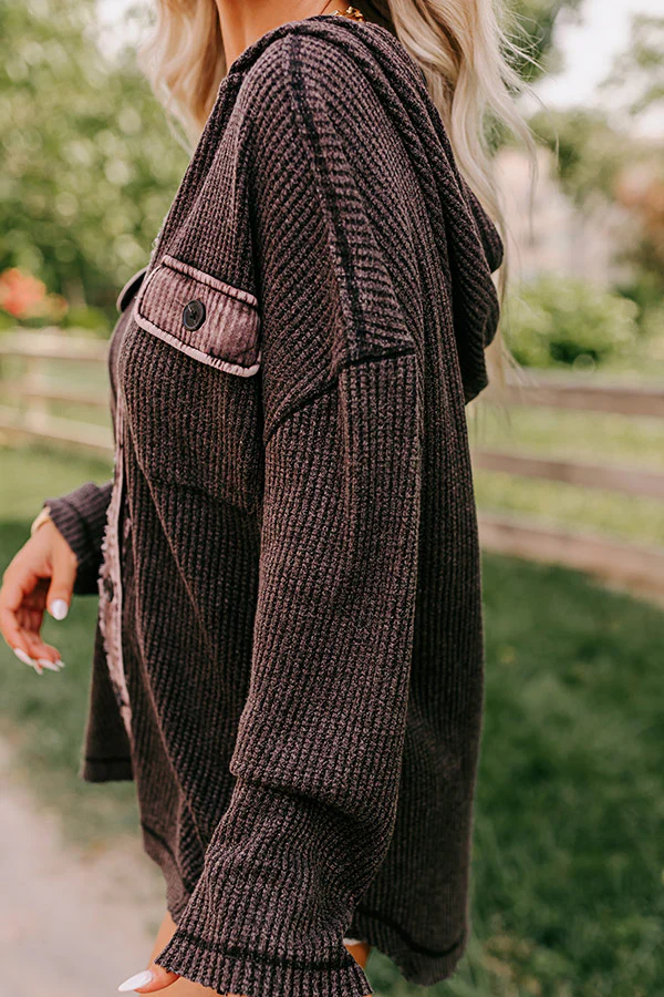 Exceptionally Chic Waffle Knit Light Weight Jacket In Black - Image 7