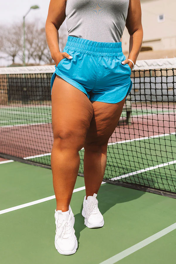 Extra Cardio High Waist Windbreaker Shorts In Ocean Blue - Image 11