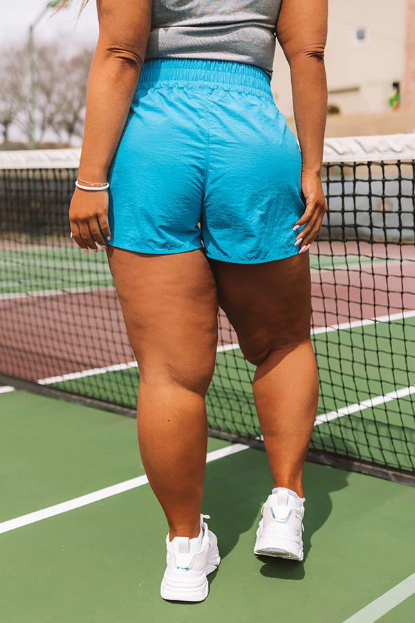 Extra Cardio High Waist Windbreaker Shorts In Ocean Blue - Image 12