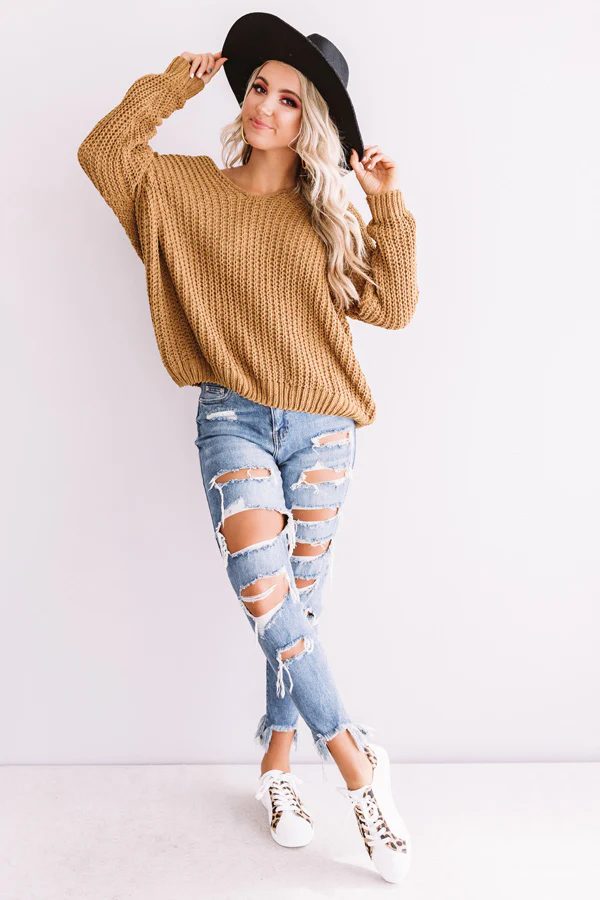 Eye Candy Tunic Sweater in Mustard - Image 2