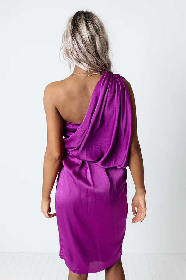 Eyes On The Prize One Shoulder Dress In Orchid - Image 4