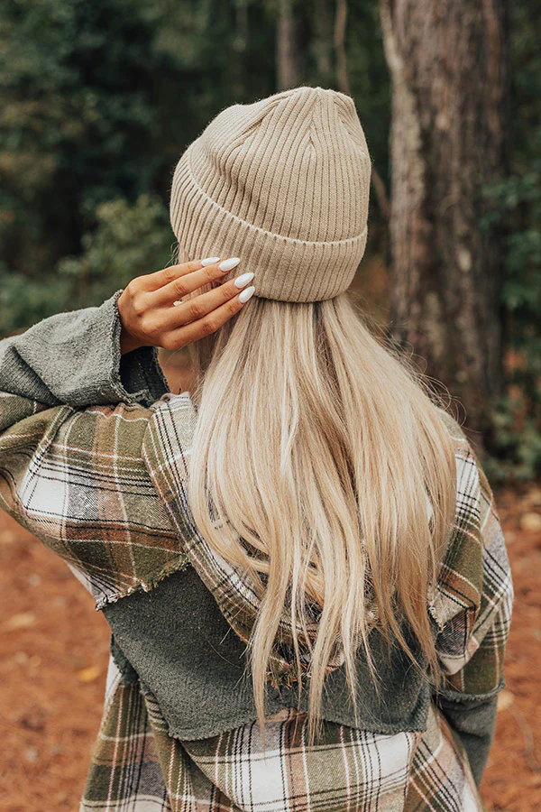 Fall Gratitude Fleece Lined Beanie In Stone - Image 2