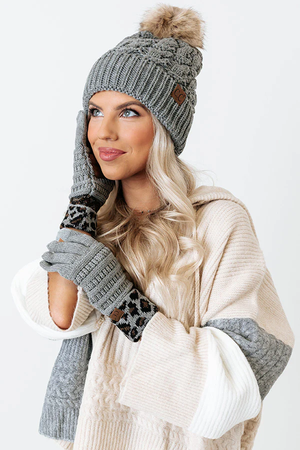 Fall Hike Faux Fur Pom Beanie in Dark Grey - Image 5
