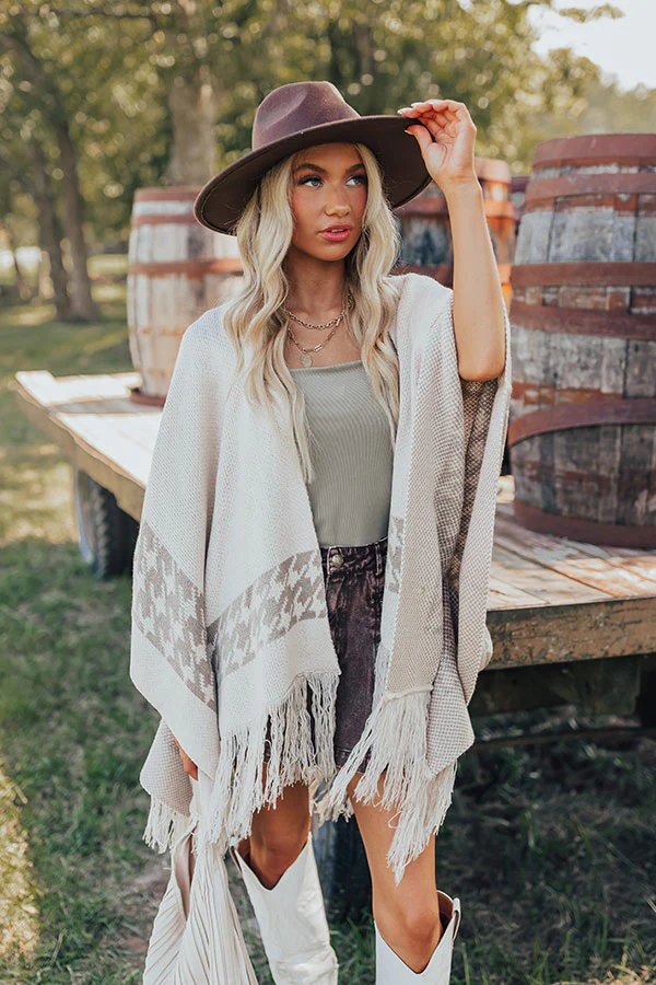 Fall Kinda Girl Poncho In Birch - Image 2