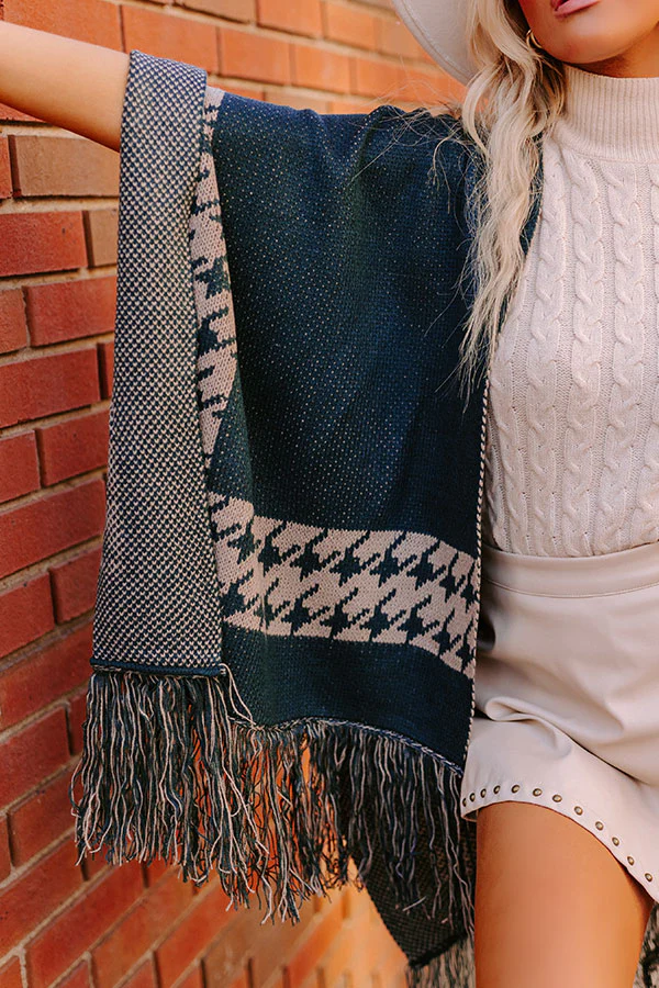 Fall Kinda Girl Poncho In Hunter Green - Image 4