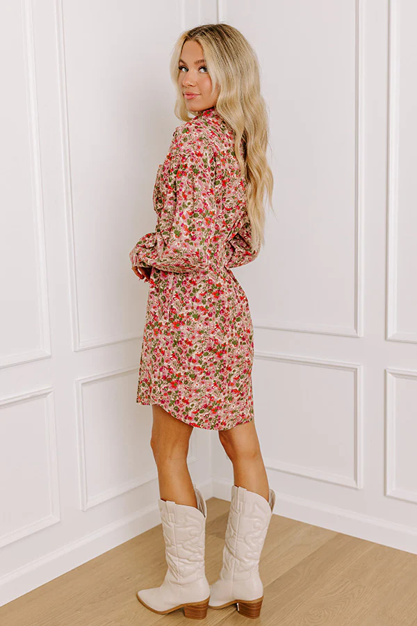 Fall Sunset Corduroy Mini Dress in Blush - Image 3